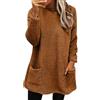 Generic HUIFUAO Felpa da donna Girocollo Felpe da donna Giacca a maniche lunghe Maglione con tasche Scollo a V Felpa Donna Top, Caff, M