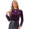 Allegra K Donna Blusa Elegante Casual in Velluto Maniche Lunghe Collo Alto