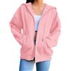 Generic Felpe da donna a maniche lunghe con zip con cappuccio leggere casual a maniche lunghe con tasche cappotti con cappuccio larghi abiti, Rosa-B., M