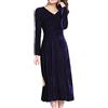PLAER Vestito a maniche lunghe in velluto oro nobile da donna