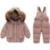 Juankrynord Tuta da Sci Invernale per Bambini in Due Pezzi con Ampio Collo in Pelliccia Tuta da Sci Impermeabile e Antivento Pantaloni da Sci per Ragazzi e Ragazze Tuta Calda