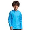 TIZAX Maglia Anti UV Nuoto Bambino con Cappuccio UPF50+ Maglietta Piscina on Maniche Lunghe Costume da Bagno Ragazzi Asciugatura Rapida con Tasca Blu 11-12 Anni