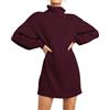 Generic Abito a Collo Alto, Abito Lungo Oversize con Collo Alto, Tunica in Maglia Taglie Forti