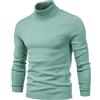 PODOLIXIA Maglione a collo alto, da uomo, elegante, lavorato a maglia, da lavoro, in tinta unita, con colletto alto, a maniche lunghe, colletto alto, maglione invernale, verde, M