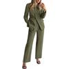 Leaomuny Tailleur Donna Curvy Eleganti Ufficio Blazer Cerimonia Aderente Completo Pantaloni Larghi Primavera Giacca Verde Salvia 2 Pezzi Business Suit con Risvolto per Matrimoni E Feste