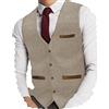 Yiaisafa Giubbotto da Uomo in Tweed, Stile Completo, a Spina di Pesce, per Caccia, Vintage, Retro, in Lana, per Matrimonio, Sposo, Taglia S-3XL, champagne, 3XL
