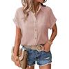 Zeagoo Camicetta a maniche corte da donna con bottoni, elegante, scollo a V, camicetta leggera estiva, rosa chiaro, M