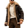 EsukAr Giacca da Aviatore da Uomo in Montone Pelle E Bomber Volante,Curry Grey,M