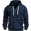 Volemo Felpa Uomo con Zip e Cappuccio Hoodie Cotone Felpe Palestra Alta visibilità Giacca Sportiva Blu Navy M