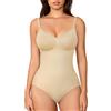 Bafully Body Modellante Donna con Reggiseno Push-Up - Bodysuit con Effetto Ventre Piatto, Bretelle Regolabili e 3 Ganci all'Inguine, Modellante e Invisibile (Beige, XL/XXL)
