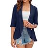 HANERDUN Coprispalle Donna Elegante Cerimonia Bolero Cardigan Manica 3/4 Giacca Corta Occhiello Aperta Shrug Estivo Primavera Autunno