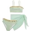 Happy Cherry Bikini Ragazze 3 Pezzi Costume da Bagno Mode Decorazioni di Conchiglie con Gonna da Spiaggia Bambina Costumi Tankini Estivo 8-12 Anni
