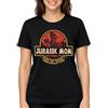 MAXI SHIRT T-Shirt Donna Jurassic Mom, Raising Tiny Humans is Prehistorically Hard, Nero, Grafico umoristico