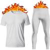 Thread Linens Set intimo termico da uomo, strato base, maglietta a maniche corte, gilet, top e pantaloni lunghi da uomo, biancheria intima ultra morbida e calda, taglia S-XXL, bianco, M