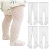 Rainjia Collant con Fiocco 4 Pezzi - Calzamaglia Cotone Pizzo Rete Traspirante Principessa per Bambine 1-8 Anni, Senza Cuciture
