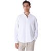 Ciabalù Camicia Uomo in Lino Coreana Slim Fit Manica Lunga (Bianco, L)
