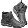 Generisch Stivali da equitazione da donna, eleganti, corti, imbottiti, impermeabili, in similpelle, per attività all'aria aperta, con fibbie, grigio., 38