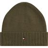 Tommy Hilfiger Uomo Berretto in Maglia Flag Cotton Beanie con Cachemire, Verde (Foxhunt Green), Taglia Unica