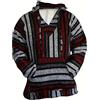 Generisch Summer Shirt da uomo con cappuccio messicano Hippie Surf Poncho, maglione maglione invernale da uomo foderato, Colore: rosso, M