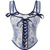 SCARLET DARKNESS Corsetto da donna rinascimentale, scollo a U, con stampa floreale, corsetto con lacci