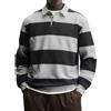 Generisch Polo da uomo a maniche lunghe, a righe, Dry Fit, casual, con colletto da golf, polo da uomo, a contrasto, slim fit, in cotone, polo leggero, abbottonatura sul collo, camicia da tempo libero, Taglia S