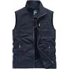 QCBH Gilet in Cotone da Uomo M-5XL - Allentato Multitasche per Esterni Con Tasche Con Cerniera, Senza Maniche