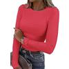 TrendiMax Maglia Donna a Manica Lunga Top a Girocollo Casual Slim Fit Piano Basic Sexy Crop Top Pullover Jersey