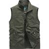 QCBH Gilet in Cotone da Uomo M-5XL - Allentato Multitasche per Esterni Con Tasche Con Cerniera, Senza Maniche