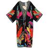 EDOLYNSA Kimono per le donne Boho 2024 Plus Size Costume da bagno Coverups Manica Lunga Spiaggia Copertura Vacanza Abiti Maxi Resort Wear, N1512-1120-4-nero Floreale, Taglia Unica