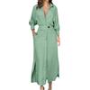 YCBMINGCAN Abito da donna normale con lacci in vita tinta unita e maniche lunghe e forma irregolare maxi abito nero, verde, XL