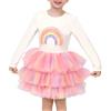 Sunny Fashion Vestito Bambina Manica Lunga Natale Gufo Scintillante Lustrino Tulle 5-12 Anni