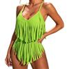 Generico Costumi da bagno intero da donna con frange e spalline sottili sexy senza maniche costumi da bagno controllo pancia scollo a V costumi da bagno#4i29