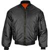 JACK NORTH MA-1 Giacca Bomber da Uomo Giacca da Pilota - Chiusura con Zip Completa e Due Tasche Frontali - Materiale in Poliestere con Polsini e Orlo a Costine, Nero , L