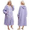 FEELJAM Coperta con maniche e cappuccio, coperta accogliente con cappuccio con cerniera e tasche, Lilla, Taglia unica