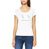 Armani Exchange Strass Logo Maglietta a Maniche Corte da Donna, Bianco (OPTIC WHITE 1000), S