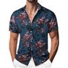 Suwangi Camicia Hawaiana Uomo Funky Manica Corta Modello a Foglia Stampato Beach Casual Vacanza Hawaii Camicia con Tasca