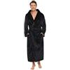Vlazom Vestaglia Uomo Invernale Pile,Vestaglia Lunga Uomo Invernale con Cappuccio Vestaglia da Notte Uomo In Morbido Pile,XXL,B-Nero
