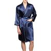 YOUCAI Vestaglia Da Notte Uomo Raso Accappatoio Kimono Elegante Camicia Da Notte Con Cintura E Tasche Scollo A V Morbido Lungo Pigiama Kimonoo,Blu,M