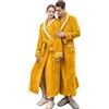 Generisch Accappatoio per partner, in flanella, morbido, vestaglia per sauna, taglie forti, ad asciugatura rapida, con cintura, in spugna, da viaggio, O giallo, XL