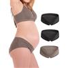 Herzmutter Mutande Premaman Cotone - Oeko Tex 100 - Set da 3 - Gravidanza - Mutandine Premaman - Slip maternità - 5730 (L, Nero/Nero/Tortora)