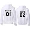 Sevpuikl Best Friends Felpe con Cappuccio per Due Ragazze Bestie 01 02 BFF Felpe con Cappuccio Sister Hoodie BFF Pullover Manica Lunga da Donna BFF Regali Nero Bianco Grigio 1PC