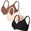 Cocila Reggiseno Senza Ferretto Donna Reggiseni Senza Cuciture Comfort Bralett Push Up Imbottito Comodo Everyday Bra Senza Imbottitura Pacco da 2/3 per Tutti i Giorni Beige M