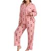 Uwdiohq Women's Heart Shaped Printed Long Sleeved Pants Sleepwear Plus Size Two Piece Set Taglie Forti Pigiami (Pink, XXL) Pigiama Corto Donna Cotone Pigiama+Donna+Cotone Cotton Pyjamas Women