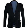 Generisch Giacca in velluto da uomo, sportiva, blazer, per feste, ufficio, smoking sposo, abito da sposa, giacca invernale in velluto, giacca da lavoro, per il tempo libero, Nero , XL