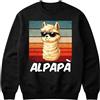Colorfamily Felpa papà Personalizzata con Nome Alpapà - Felpa Divertente Alpaca con Occhiali, Idea Regalo Festa del papà e Compleanno, 100% Cotone, Girocollo Uomo Nera
