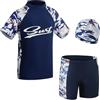 KAKU NANU Costume da Bagno Ragazzo Bambino Costumi Mare Pantaloncini Cuffia Piscina Maglietta Anti UV 8 9 10 Anni