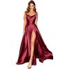 Babyonline D.R.E.S.S. Abito da sera da donna, lungo, taglia plus, con spacco, elegante e chic, a schiena nuda, per una serata di gala, Borgogna, 38