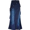 Generic Gonna in jeans da donna lunga elasticizzata: gonna a sirena lunga, maxi gonna in denim, vintage, blu, taglie grandi, linea ad A, gonna a matita, gonna estiva, gonna avvolgente, Blu scuro, S