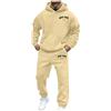 Generico Tuta Felpata da Uomo Felpa con Cappuccio da Uomo Stampa di Lettere Leggera Giacca Sportiva Felpe Loungewear Jogging Pullover Oversize (Beige, L)