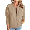Generic Felpe da donna UK con cerniera completa - Giacca da donna alla moda a maniche lunghe con tasche, cardigan da donna tinta unita, felpe larghe e comode da donna senza cappuccio, taglie forti, giacche